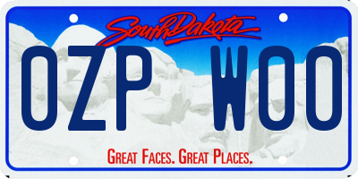 SD license plate 0ZPW00