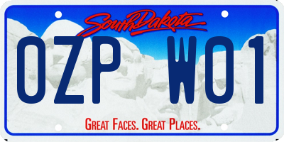 SD license plate 0ZPW01