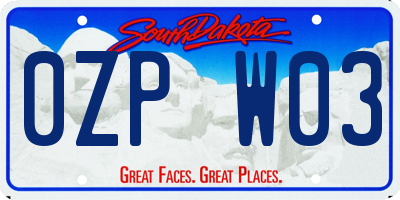 SD license plate 0ZPW03