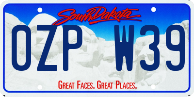 SD license plate 0ZPW39