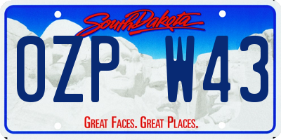 SD license plate 0ZPW43