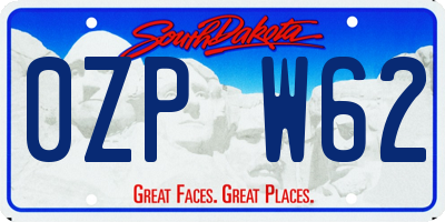 SD license plate 0ZPW62