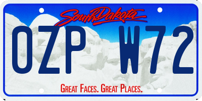 SD license plate 0ZPW72