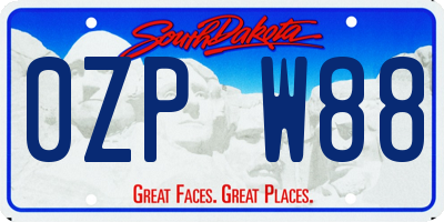 SD license plate 0ZPW88