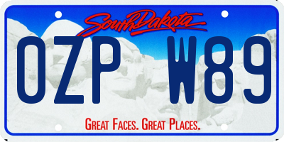 SD license plate 0ZPW89