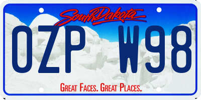 SD license plate 0ZPW98