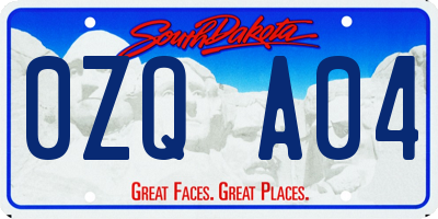 SD license plate 0ZQA04