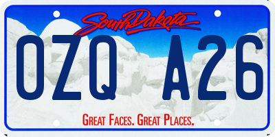 SD license plate 0ZQA26