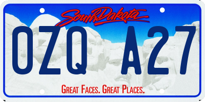 SD license plate 0ZQA27