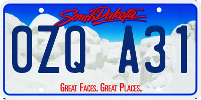 SD license plate 0ZQA31