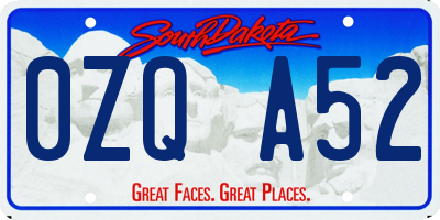 SD license plate 0ZQA52