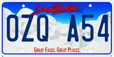 SD license plate 0ZQA54