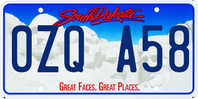 SD license plate 0ZQA58