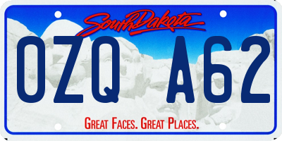 SD license plate 0ZQA62