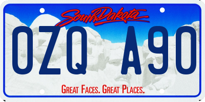 SD license plate 0ZQA90