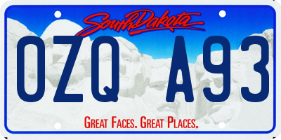 SD license plate 0ZQA93