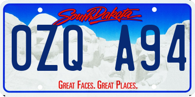 SD license plate 0ZQA94