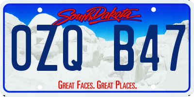 SD license plate 0ZQB47