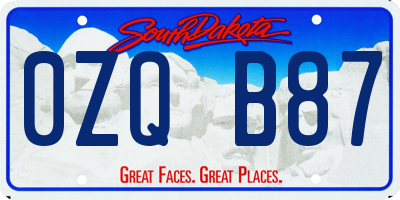 SD license plate 0ZQB87