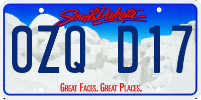 SD license plate 0ZQD17
