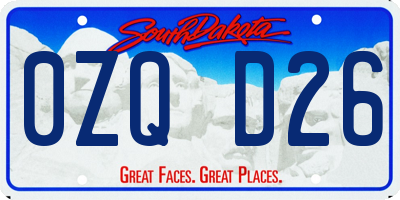 SD license plate 0ZQD26