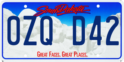 SD license plate 0ZQD42