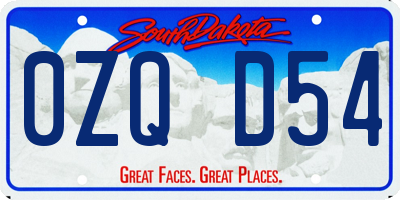 SD license plate 0ZQD54