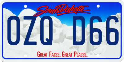 SD license plate 0ZQD66