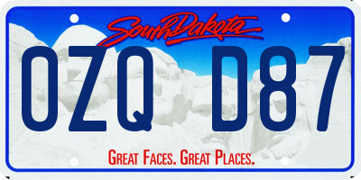 SD license plate 0ZQD87