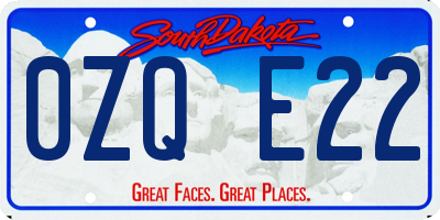 SD license plate 0ZQE22