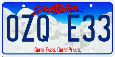 SD license plate 0ZQE33