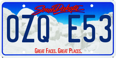 SD license plate 0ZQE53