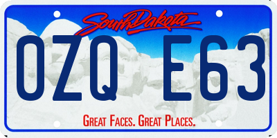 SD license plate 0ZQE63