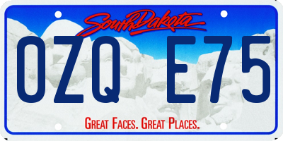 SD license plate 0ZQE75