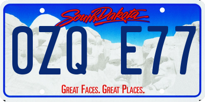 SD license plate 0ZQE77
