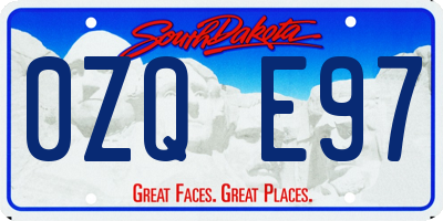 SD license plate 0ZQE97