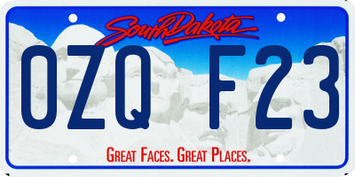 SD license plate 0ZQF23