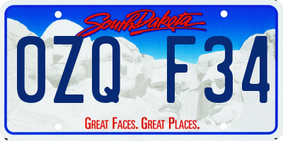 SD license plate 0ZQF34