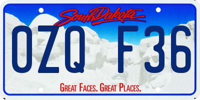 SD license plate 0ZQF36