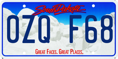 SD license plate 0ZQF68