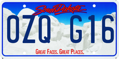 SD license plate 0ZQG16