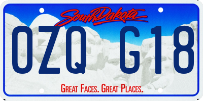 SD license plate 0ZQG18