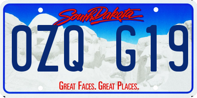 SD license plate 0ZQG19