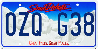 SD license plate 0ZQG38