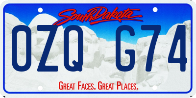 SD license plate 0ZQG74