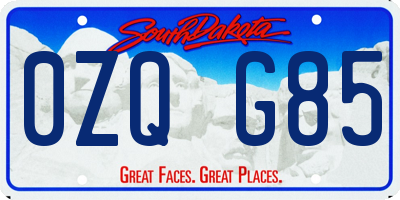 SD license plate 0ZQG85
