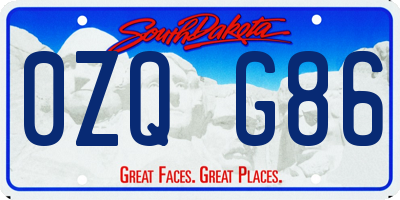 SD license plate 0ZQG86