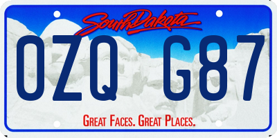 SD license plate 0ZQG87