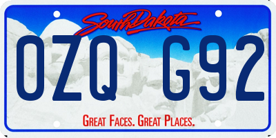 SD license plate 0ZQG92