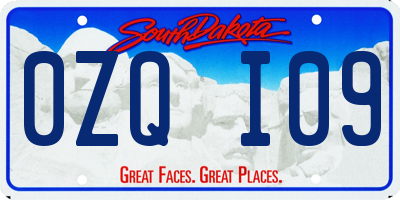 SD license plate 0ZQI09